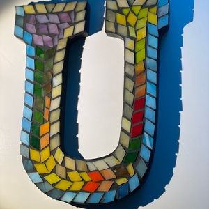 Stained Glass Mosaic Letter U 9 x 7”